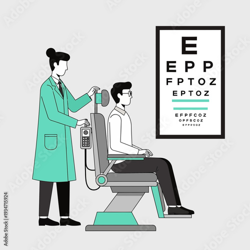 Eye Doctor Examining Patient Vision Using Modern Diagnostic Equipment In Clinic Setting