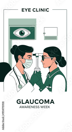 Eye Doctor Examining Patient's Eyes During Glaucoma Awareness Week Medical Checkup