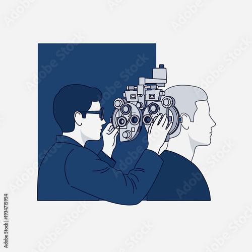 Eye Doctor Examining Patient's Vision with Professional Ophthalmic Equipment for Accurate Diagnosis