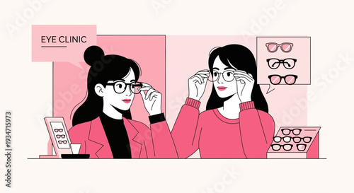 Eye Doctor Helping Patient Choose Eyeglasses In A Modern Clinic With New Designs