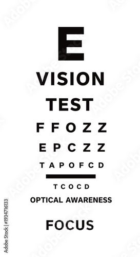 Eye Examination Chart for Assessing Visual Acuity and Optical Health with Focus Statement