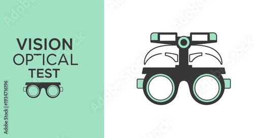 Eye Examination Concept Showing Vision Optical Testing Equipment In Green And Black Color