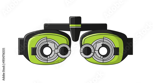 Eye Examination Equipment Depiction on White Background, Optical Instrument Illustration