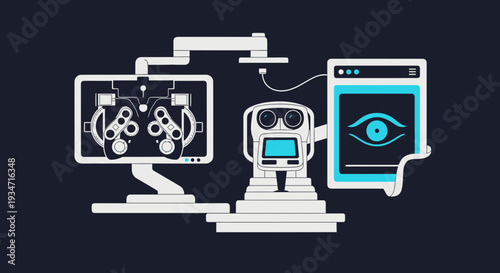 Eye Examination Equipment Depiction Representing Modern Ophthalmology and Eye Care Procedures