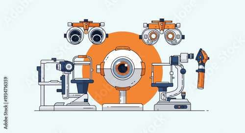 Eye Examination Equipment Illustration For Optometry And Vision Care Imagery