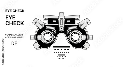 Eye Examination Equipment Illustration For Optometry And Vision Testing in Minimalist Style