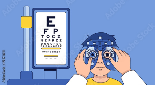 Eye Examination For Vision, Child Undergoing Eye Test, Healthcare And Eye Care