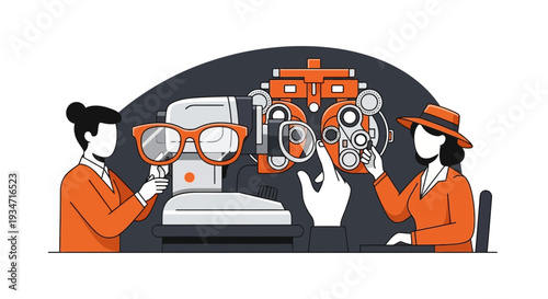 Eye Examination Illustration: A Comprehensive Visual Assessment and Healthcare Concept