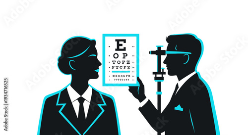 Eye Examination In Silhouette: A Professional Perspective Vision Test Concept