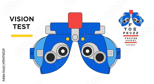 Eye Examination Equipment With Vision Chart Indicating Healthy Eyesight and Clear Vision