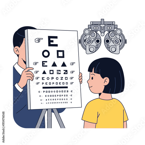 Eye Examination Illustration: A Detailed Look at Pediatric Vision and Optometry Concepts