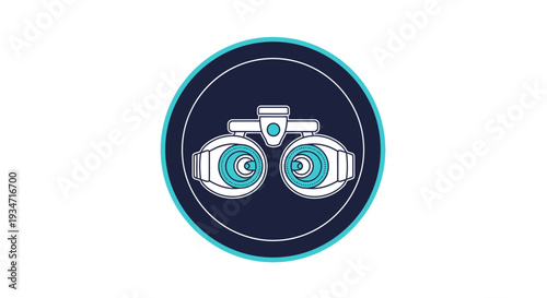 Eye Examination Tool Icon Isolated Inside Dark Blue Circle On A White Background