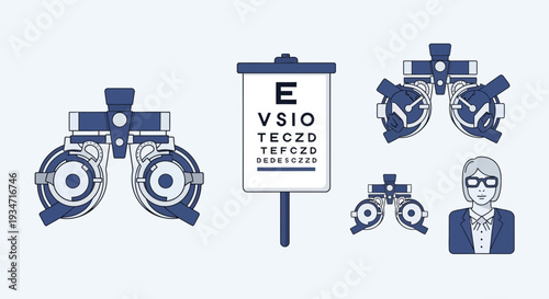Eye Examination Tools and Vision Chart Symbolizing Comprehensive Ophthalmology Services