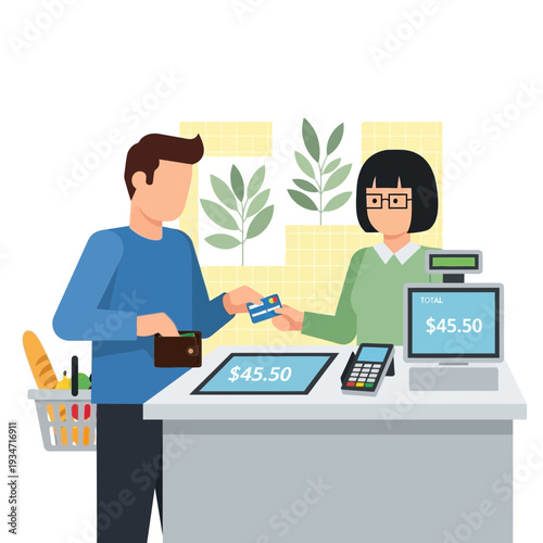 Customer making a payment at a store checkout