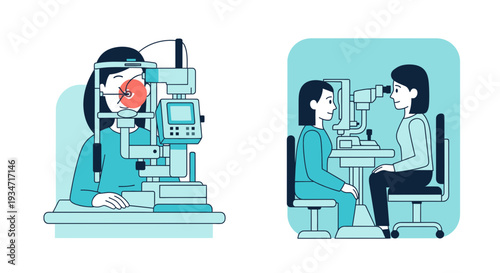 Eye Examination Visuals Depicting Optometry and Comprehensive Vision Testing Processes