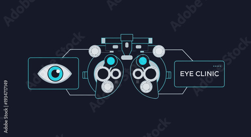 Eye Examination Visuals With Photoropter and Eye Diagram for Optometry and Healthcare