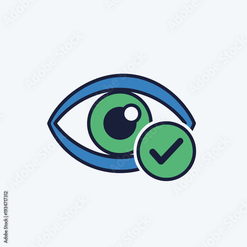 Eye Icon With Approved Checkmark Symbolizing Vision Correctness and Quality Assurance