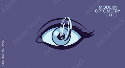Eye Illustration Representing Vision Correction With Modern Contact Lenses Design