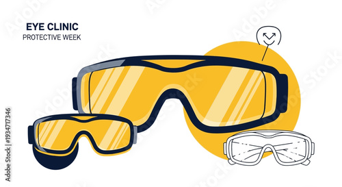 Eye Protection Concept Illustrating Safety Eyewear Design With Color Accents Against White Backdrop