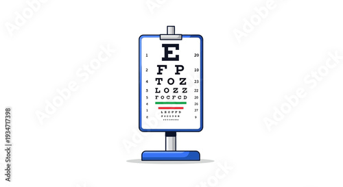 Eye Test Chart Depicting Vision Assessment and Eye Examination Procedure