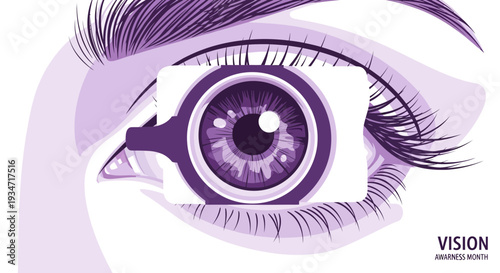 Eye Vision Illustration Symbolizing Sight and Eye Health in a Purple Tone