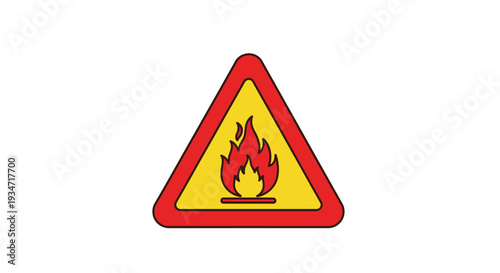 Flammable Warning Symbol On A Red Triangle Sign Alerting Hazardous Substances