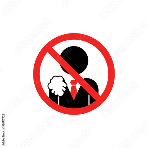 Forbidden Gesture Sign: Prohibition Against Specific Action with Iconography on White Background