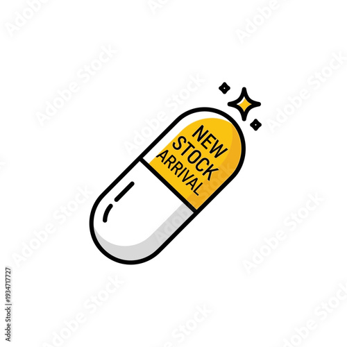 Fresh Arrivals: Pharmaceutical Symbol Depicting New Stock, Conceptualized for Digital Display