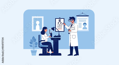 Eyesight Examination: Patient Undergoing Vision Testing With The Optometrist In A Clinic