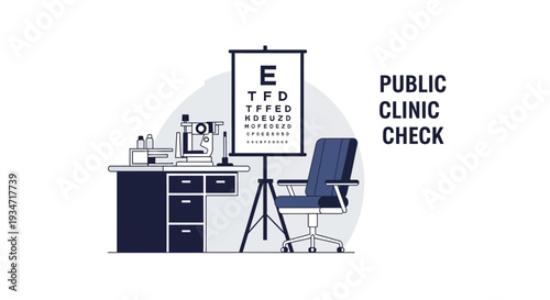Eyesight Examination: Public Clinic Vision Checkup In Medical Office Setting