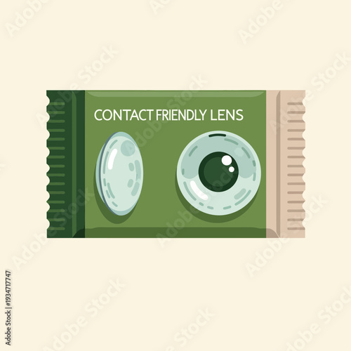 Fresh Illustrative Packaging Depicting Contact Lenses: Eye Care and Vision Correction Solutions