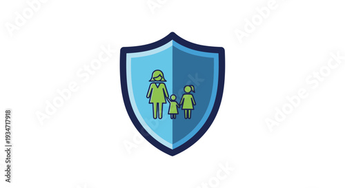 Family Shield: Symbolizing Protection, Care, And Security For Children And Mothers