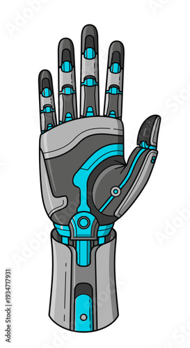 Futuristic Prosthetic Hand Design With Intricate Detail and Advanced Technology Illustration