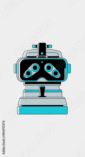 Futuristic Virtual Reality Goggles Illustrated With Distinctive Angular Design and Cool Tones