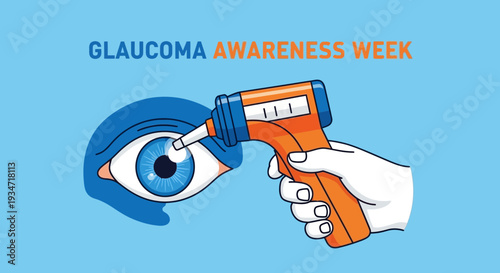 Glaucoma Awareness Depicted With Eye Examination Tool in Illustrative Graphic Design