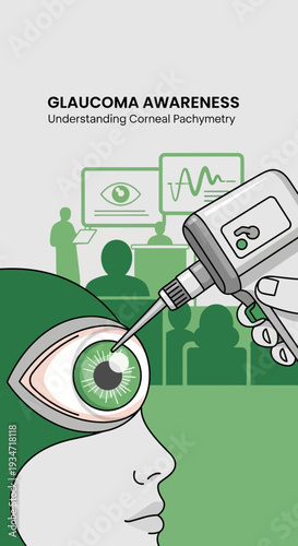 Glaucoma Awareness Illustration: Corneal Pachymetry Examination in Medical Education Environment