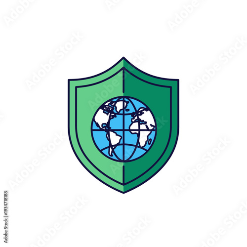 Global Security Concept: Shield Protecting Earth Depicting Worldwide Safety and Protection