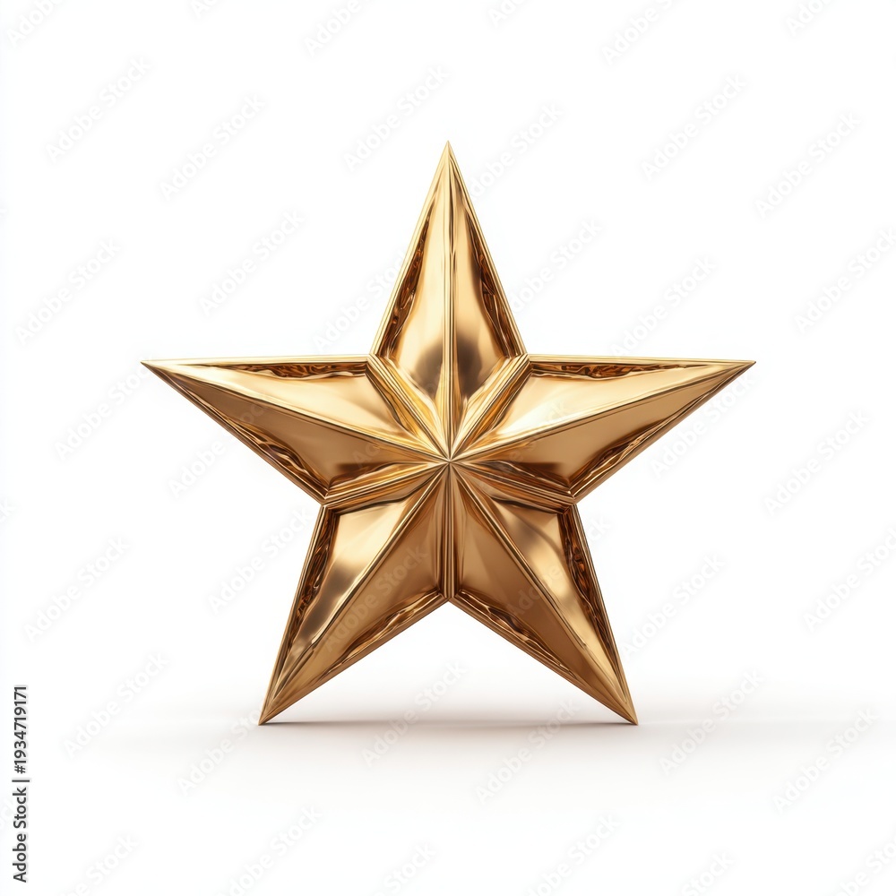 Obraz premium Shiny golden star on white background