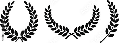 Laurel wreath symbols of victory, honor, and achievement in designs, logos, and heraldry. 