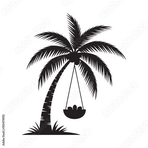Easter day tropical getaway palm tree hammock illustration