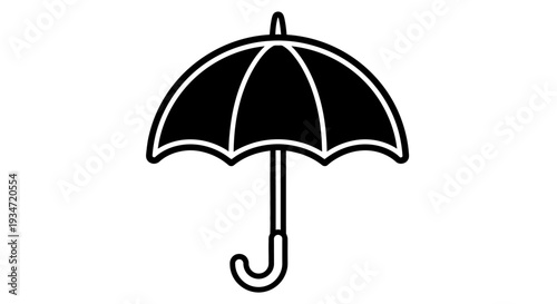 Black and white umbrella icon symbol.