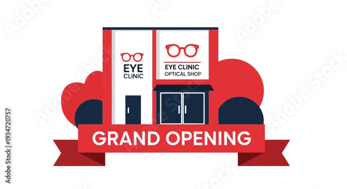 Grand Opening Of An Eye Clinic Featuring Eye Glasses Illustration in Modern Graphic Style