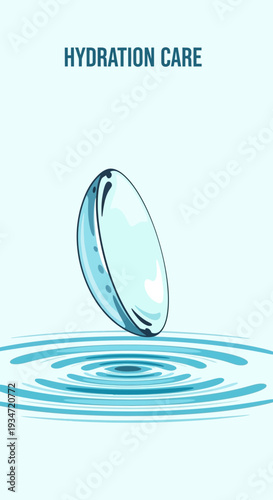 Graphic Depiction of Contact Lens Illustrating Hydration and Visual Acuity for Healthy Eyes
