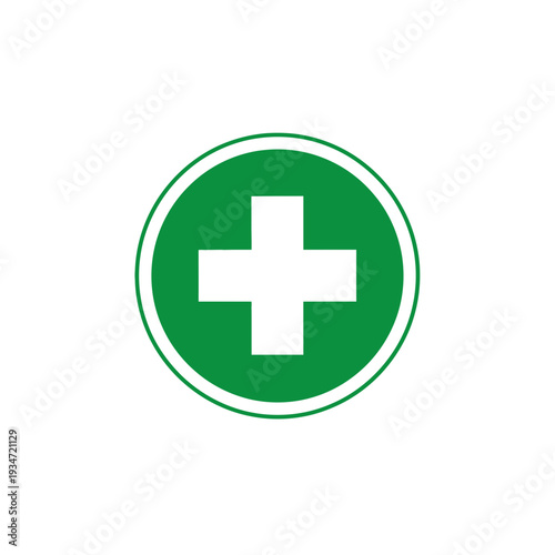 Graphic Representation of First Aid Symbol: A Vibrant Green Circular Sign for Healthcare Awareness