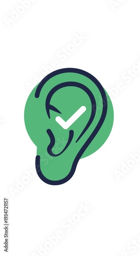 Graphic Representation of Hearing, Checkmark Signifying Sound Comprehension and Clarity