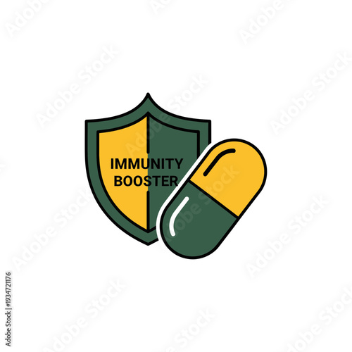 Graphic Representation of Immunity Boosting Capsule and Shield for Healthcare and Wellness