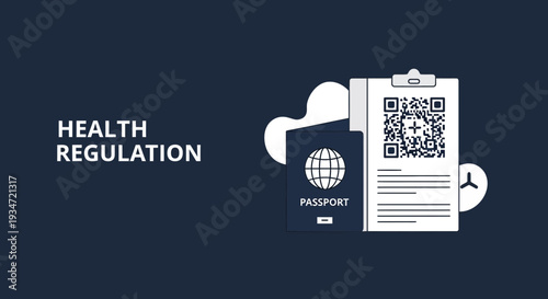 Health Passport And Qr Code Illustration Showing Medical Regulation And Travel Authorization