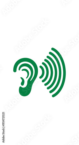 Green Ear Illustration Capturing Sound Waves Indicating Listening and Communication Clearly
