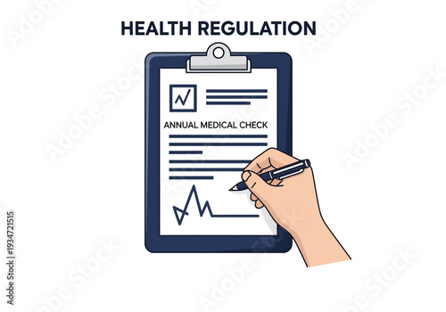 Health Regulation Document Being Filled Out Showing Annual Medical Checkup For Compliance