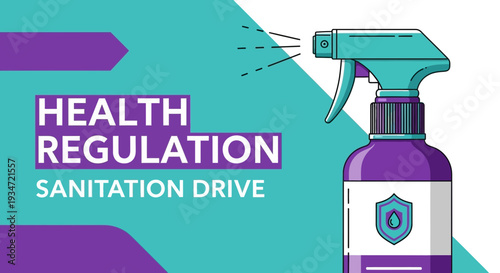 Health Regulation Sanitation Drive Promoting Public Cleanliness with Disinfectant Spray Illustration